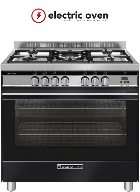 Exclusive 90cm Matt Black Dual Fuel Cooker