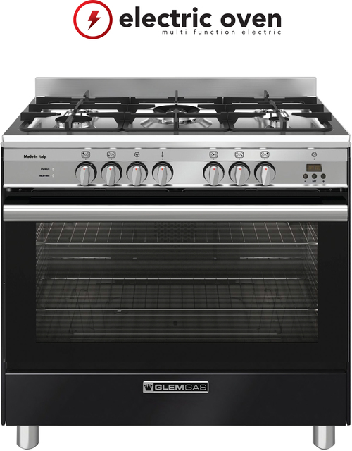 90cm Matt Black Dual Fuel Cooker